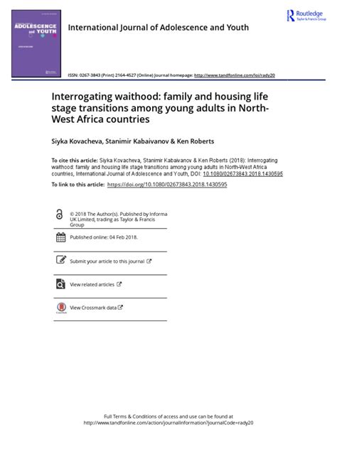 Interrogating Waithood Family and Housing Life Stage Transitions Among ...