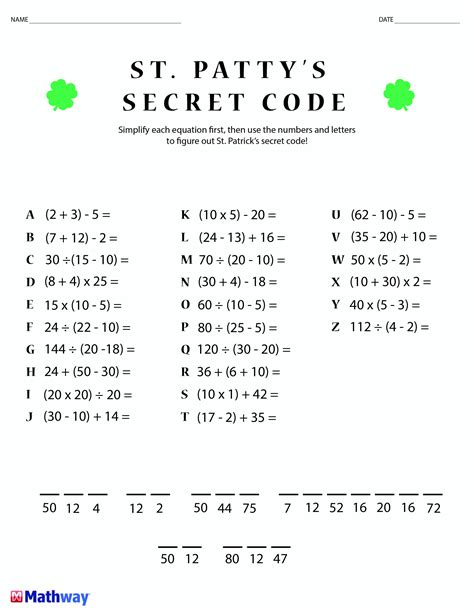 Kids Free Printable Secret Code Worksheets