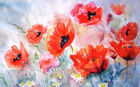 🔥 Download Wallpaper Poppies Painting Watercolor by @ahouse92 ...