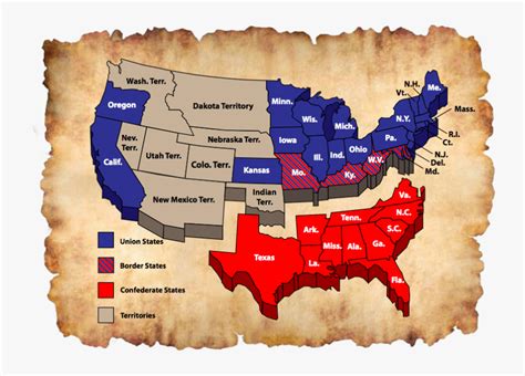 Map Of Usa During Civil War - Civil War Confederate States , Free ...