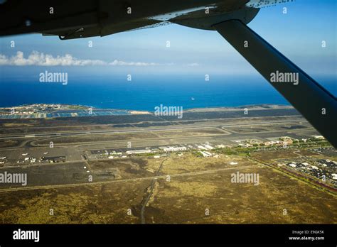 Aerial view of Keahole Airport, KOA, Kona International Airport in ...