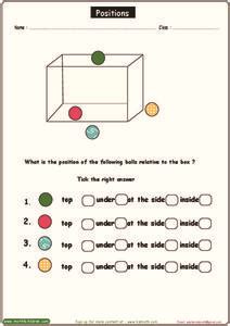 Positions Worksheet for 1st Grade | Lesson Planet