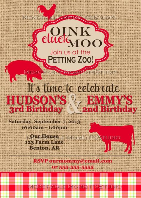 Printable invitations vintage petting zoo or farm party etsy – Artofit