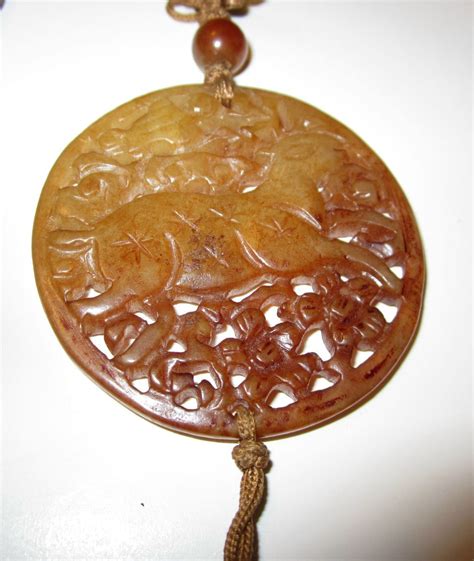 Chinese Hand-Carved Jade Necklace with Medallions from ...