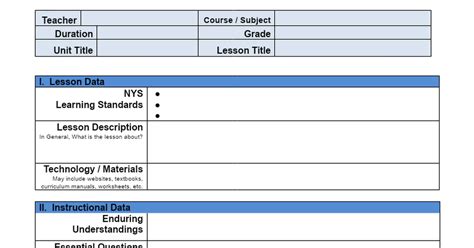 Simple Lesson Plan Template Google Docs - Printable Word Searches