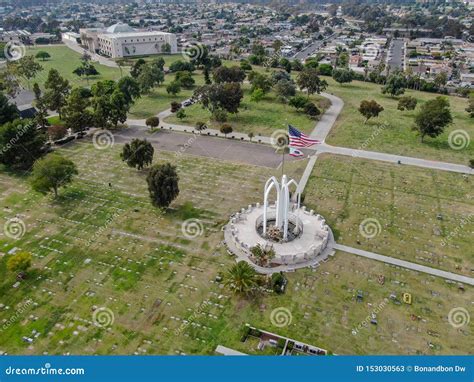 Aerial View of Greenwood Memorial Park with Memorial Statue and ...