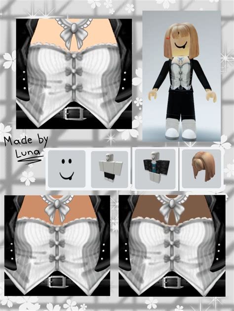 Free roblox t-shirt Girl roblox free outfit Covered jacket white bow ...