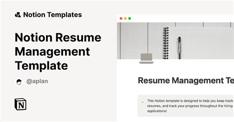 Notion Resume Management Template Template by Aplan | Notion Marketplace