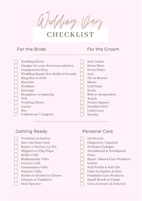 Wedding Day Checklist For The Bride And Groom Punta Cana, 59% OFF