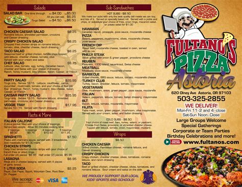 Fultano's Pizza menus in Astoria, Oregon, United States