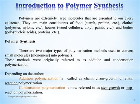 Polymer Synthesis | PPT