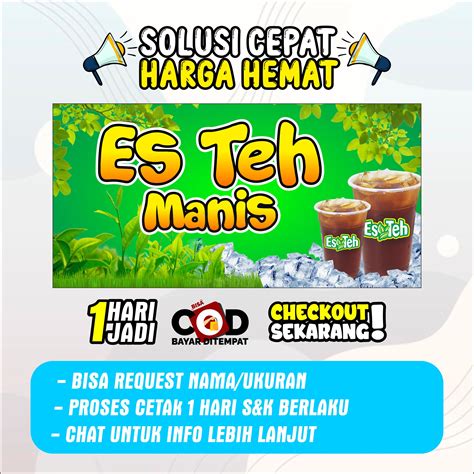 Spanduk/Banner/Backdrop Minuman Es Teh Manis Bisa Ubah Nama Custom ...