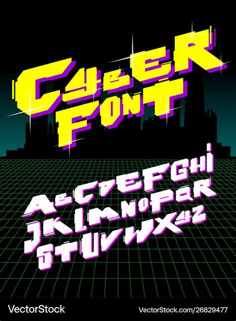 Cyber style font alphabet Royalty Free Vector Image