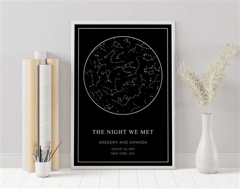 Map of the Night Sky Custom Star Chart Personalized Star - Etsy