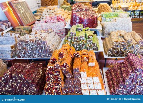 A Stack of Various Flavoured Turkish Delight. Stock Photo - Image of ...