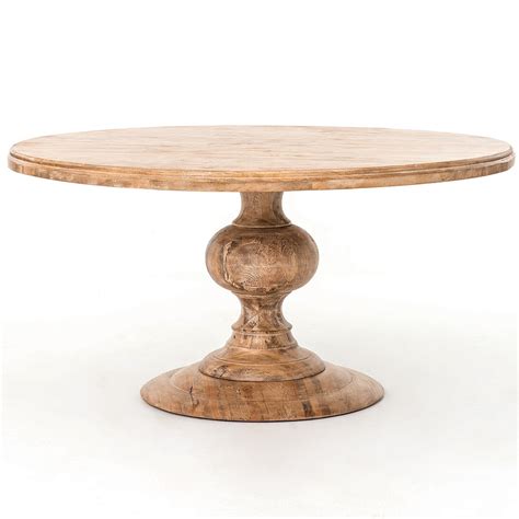 60" Round Pedestal Dining Table in Whitewash | Wood Round Dining Table ...