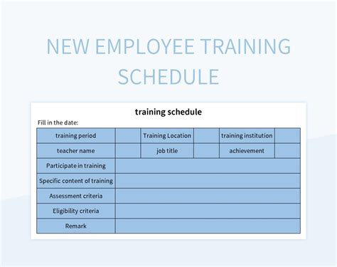 New Employee Training Schedule Excel Template And Google Sheets File ...