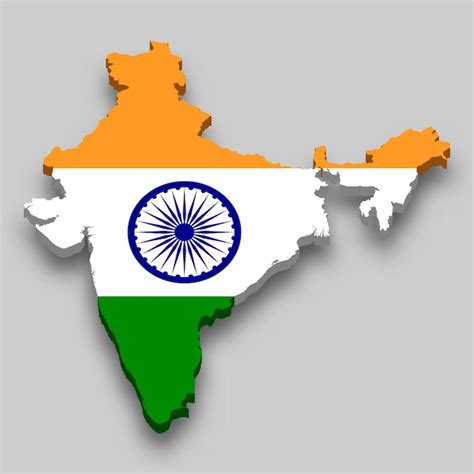 Premium Vector | 3d Map of India with national flag.