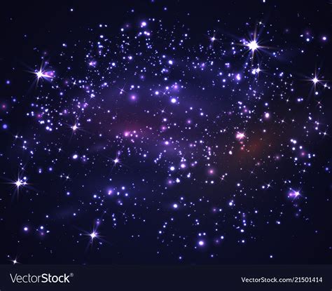 Dark night sky with stars and galaxy Royalty Free Vector