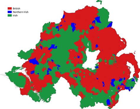 Dominant nationality in Northern Ireland, according to the 2011 census ...