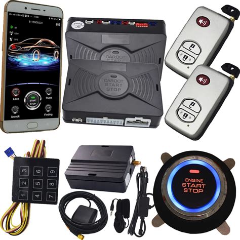 Car security alarm system with PKE passive keyless entry remote engine ...