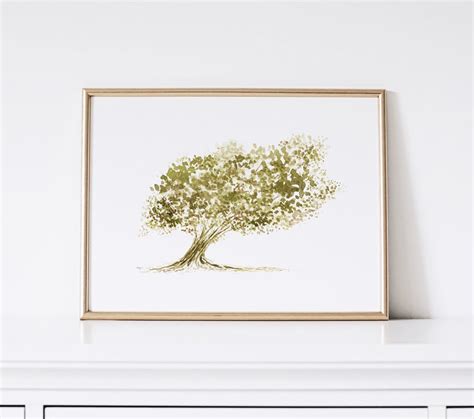 Green Tree Printable Wall Art, Tree Print, Watercolour Botanical ...