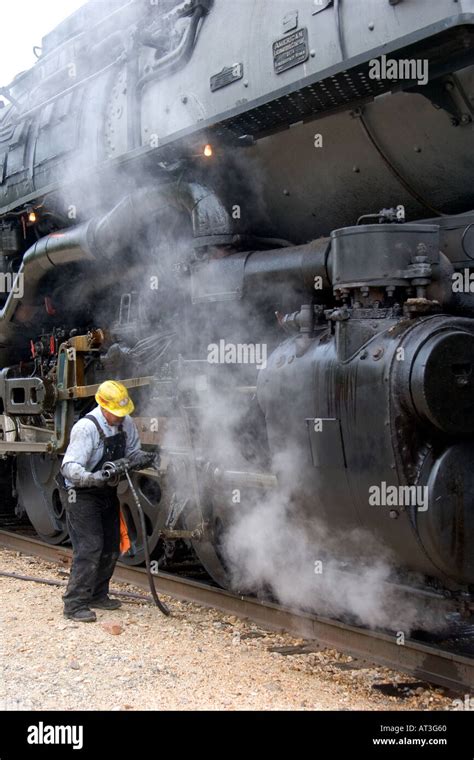 Close view of historic Challenger locomotive steam engine Stock Photo ...