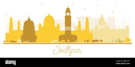 Jodhpur India City Skyline Silhouette with Golden Buildings Isolated on ...