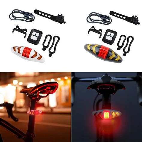 2 in 1 Bicycle Bike Turn Signal Bicycle Light Battery USB Rechargeable ...