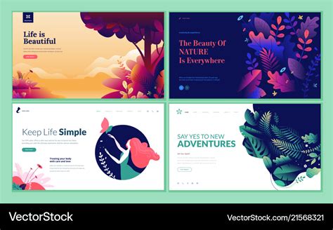 Set of web page design templates for beauty Vector Image