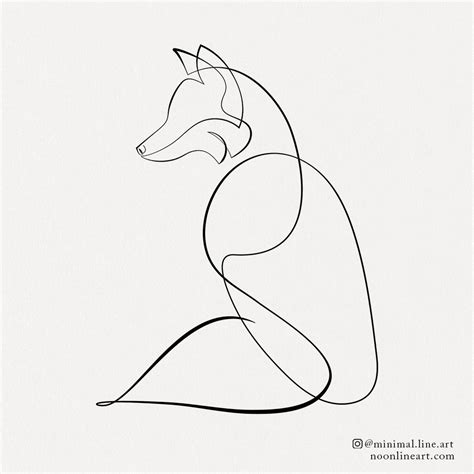 Simple One Line Fox Tattoo Design - Noon Line Art