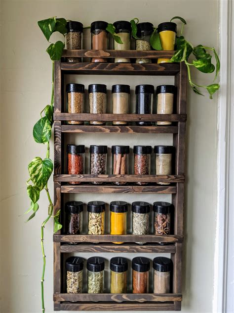 Wall Spice Rack Wooden Shelf Kitchen Organization Idea Essential Oil ...