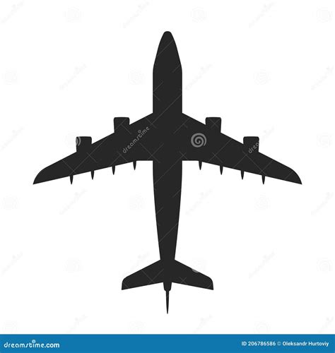 Plane Silhouette Icon. Top View Stock Vector - Illustration of element ...