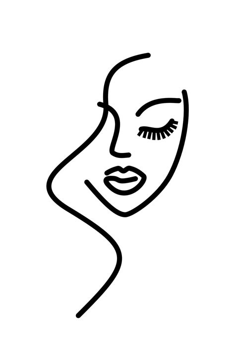 girl face - minimalism logo. woman face - thin line drawing. beauty ...