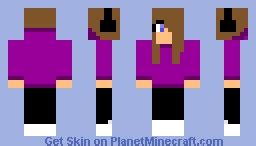 girl with purple hoodie and headphones Minecraft Skin