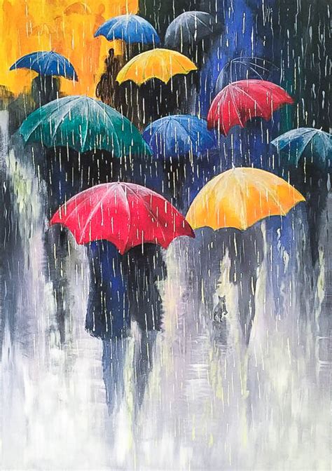 Rain, Acrylic Painting, Canvas 60 x 80 cm (24 x 31 in) | Olga FineArts