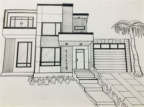 House Design Drawing with Interior Architecture