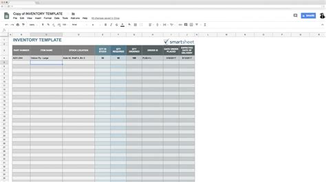 Inventory Google Sheets Template Free