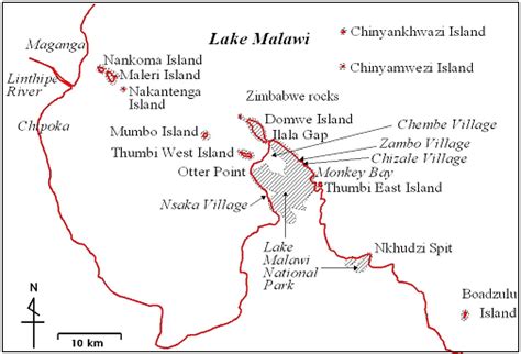 Map of Lake Malawi National Park. | Download Scientific Diagram