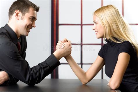 Man and Woman Arm Wrestling Stock Photo - Image of couple, compete: 2856832