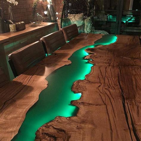 epoxy resin table with led lights - Ella Mackay