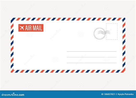 Air Mail Letter Vector. Post Stamp. Airmail Frame Postcard. Blue Red ...