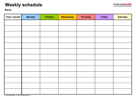 Weekly Schedule Template Excel | Free Resume Templates