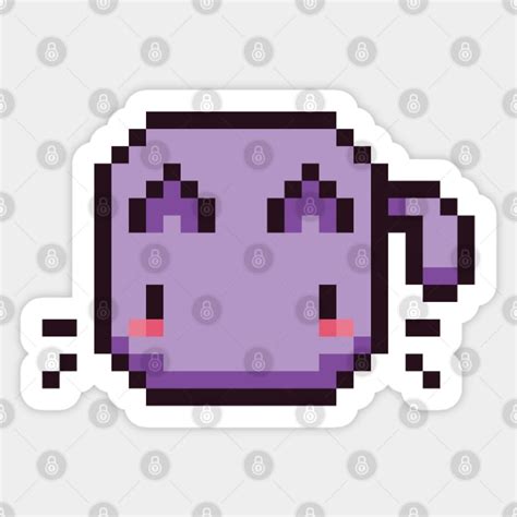 Purple Pixel Cat - Kawaii Retro Pixel Art - Pixel Art - Sticker | TeePublic