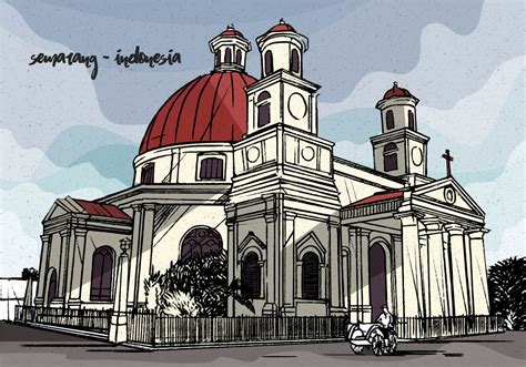 Colonial Vintage Vector Illustration of Semarang Indonesia 148918 ...