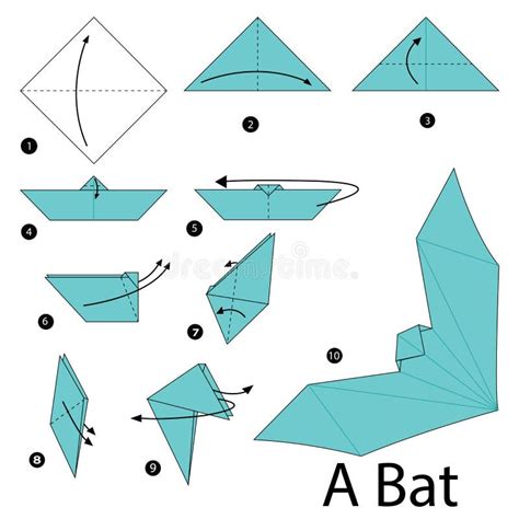 Step By Step Instructions How To Make Origami A Bat. Stock Vector ...