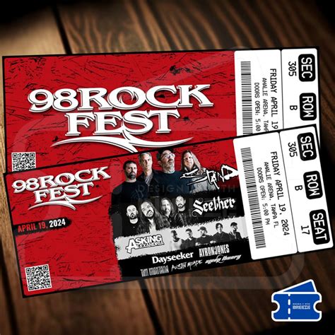 Printable 98ROCKFEST Ticket Rock Festival Music Concert Show Pass ...