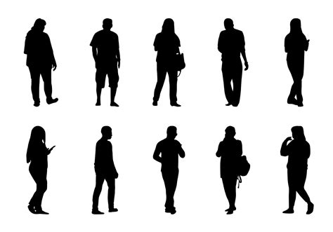 People silhouette vector, Man and women walking and use laptop ...