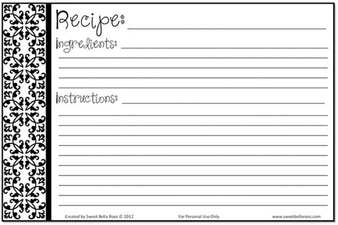 Free Printable Recipe Card Template For Word - Ryan Fritz's Coloring Pages