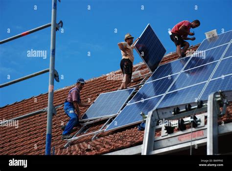 Installation of a solar plant Stock Photo - Alamy